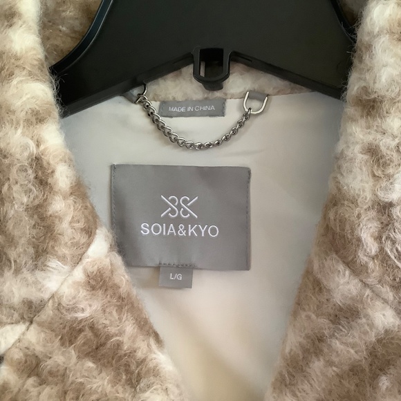 Sonia & Kyo Pauline Plaid Jacket with Knit Sleeves Cream SZ L - Picture 9 of 15